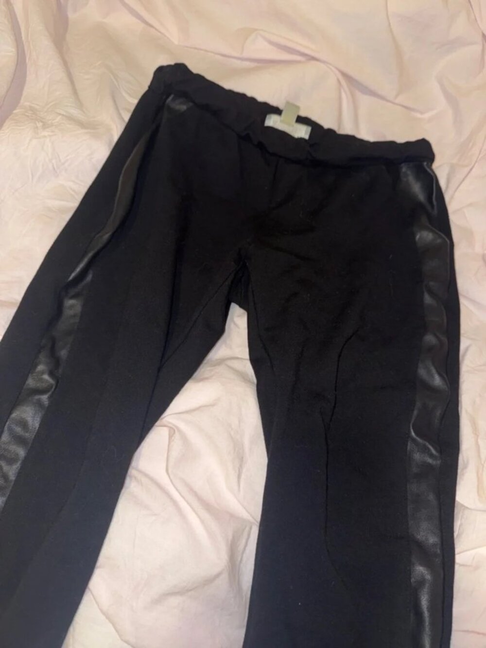 Michael Kors Black Faux Leather Side Stripe Joggers - Picture 2 of 6
